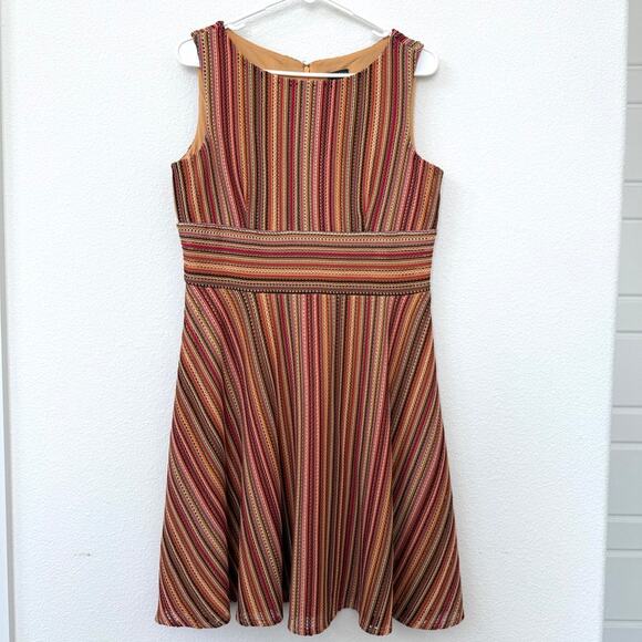 Gabby Skye Dresses & Skirts - GABBY SKYE Fit and Flare Sleeveless Dress Multicolor Textured Stripe Size 10